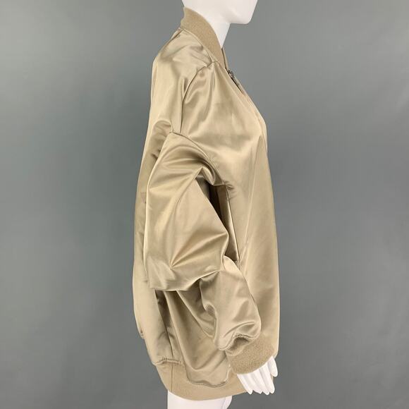 RICK OWENS Size 4 Shiny Sage Natural Jumbo Peter Flight Jacket - Picture 2 of 5